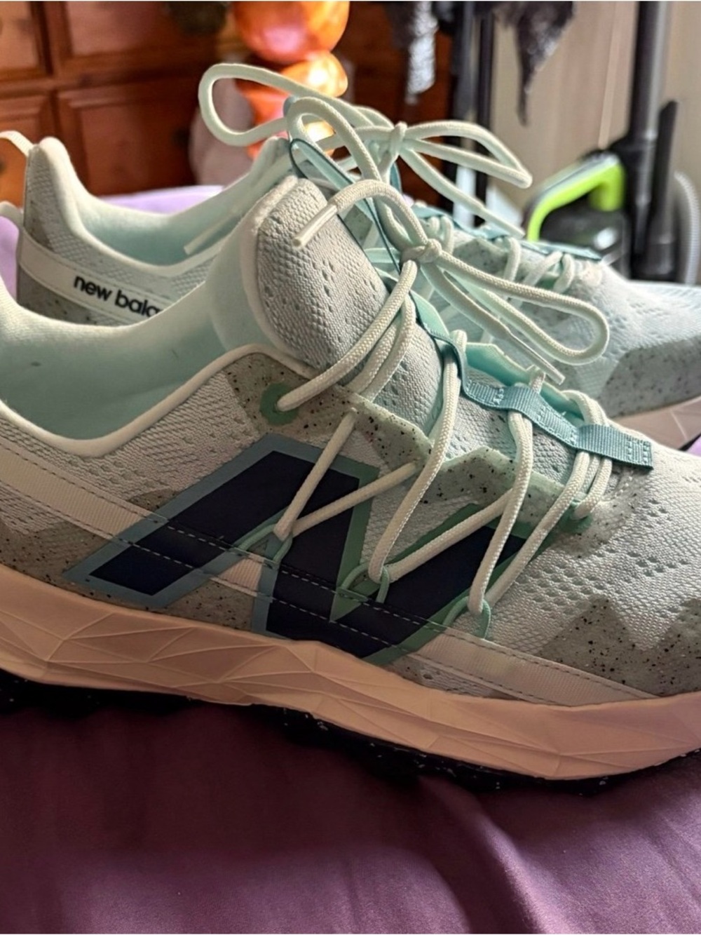 New Balance Women's Mint and Navy Lace-Up Athletic Shoes